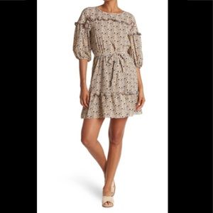 Max studio boho style ruffled mini dress, size Large. NWT